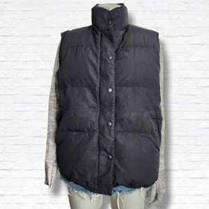 Eddie Bauer Black Goose Down Winter Puffer Vest Size L Women's